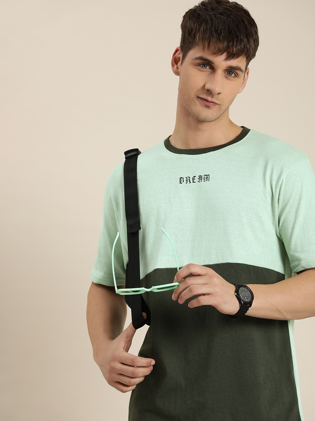 

HERE&NOW Colourblocked T-shirt, Green