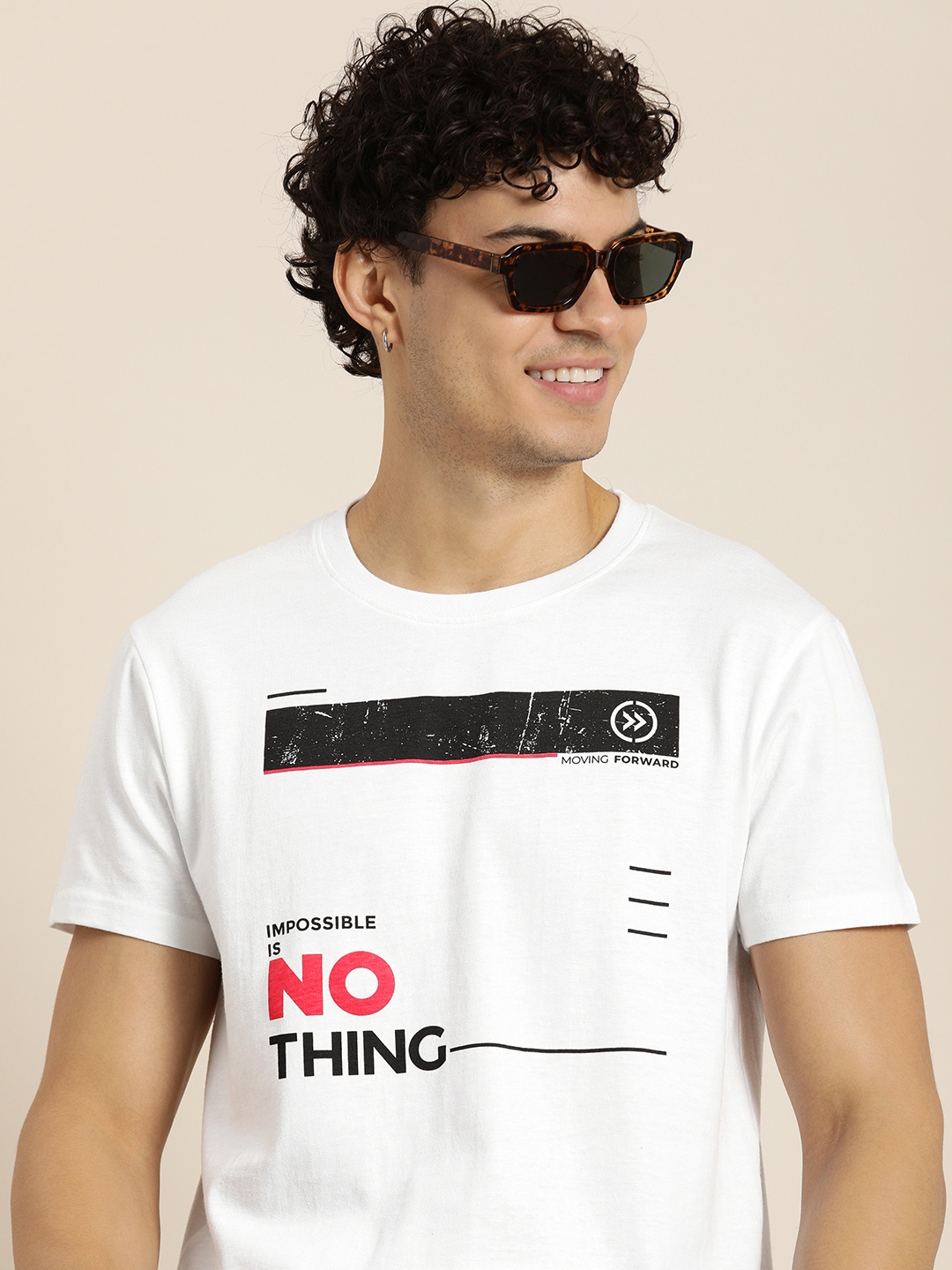 

HERE&NOW Printed Pure Cotton T-shirt, White