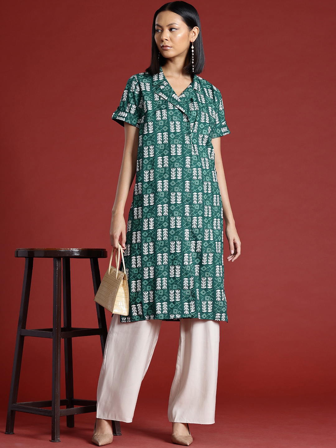 

all about you Women Ethnic Motifs Printed Kurta, Green