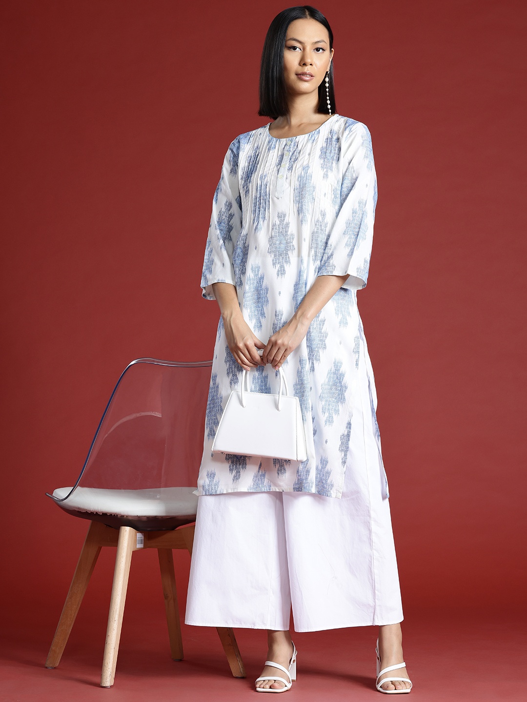 

all about you Women Printed Kurta, Blue