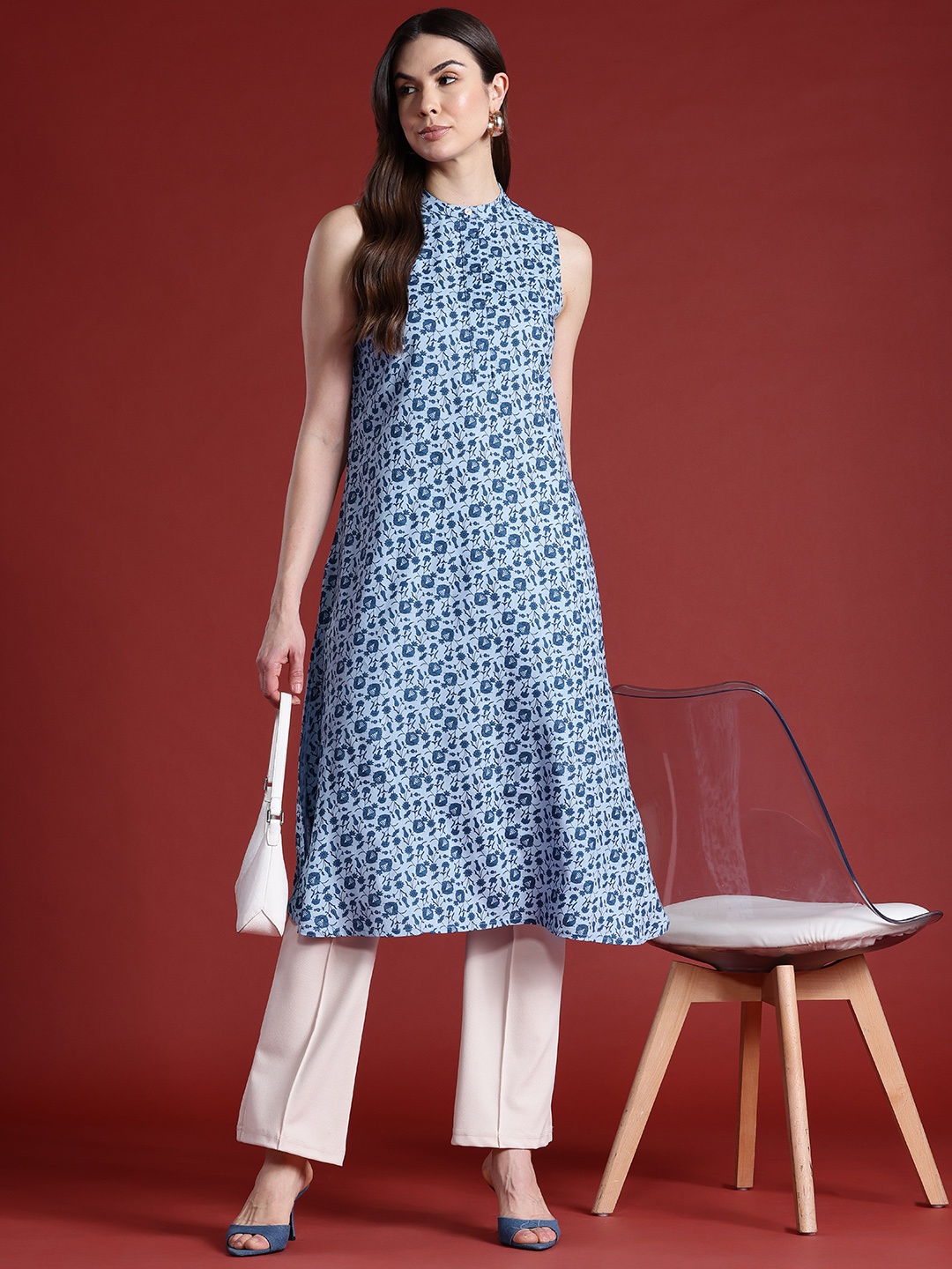 

all about you Floral Print Kurta, Blue