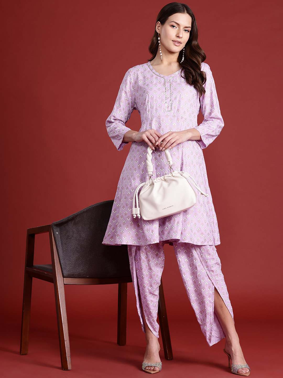 

all about you Women Ethnic Motifs Print Kurta with Harem Pants, Lavender