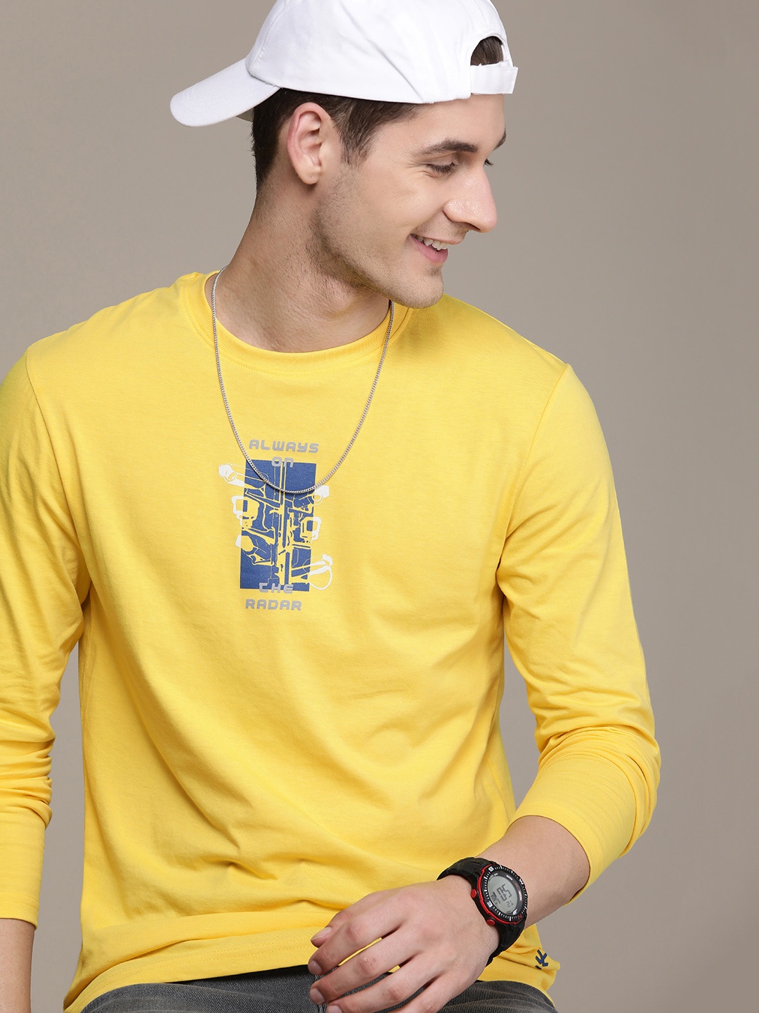 

WROGN Long Sleeves Graphic Printed T-shirt, Yellow