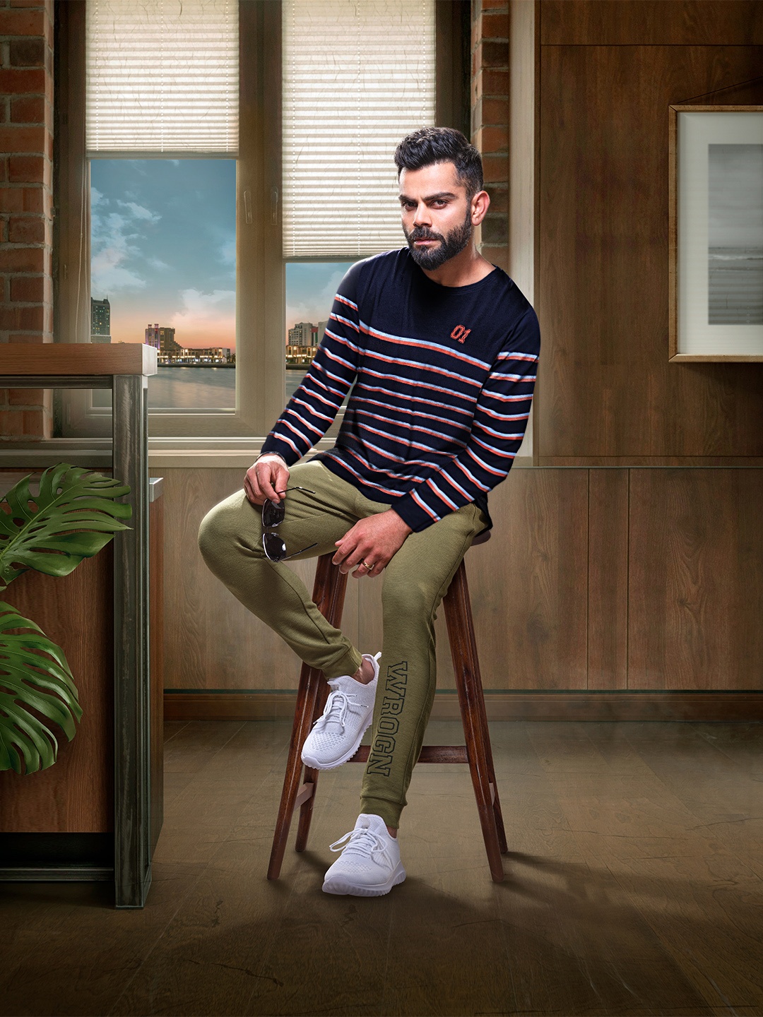 

WROGN Striped T-shirt, Navy blue