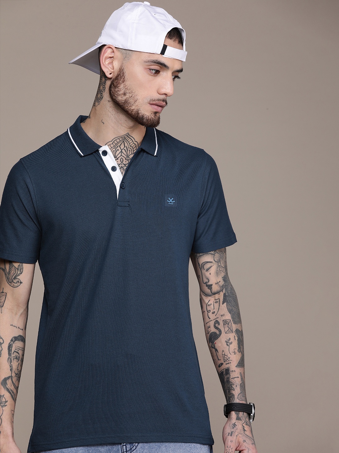 

WROGN Polo Collar Slim Fit Casual T-shirt, Blue