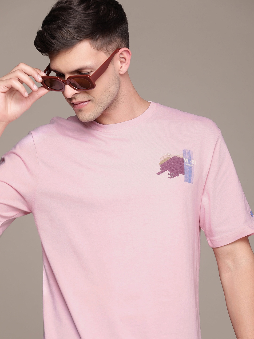 

WROGN Men Pure Cotton T-shirt, Pink