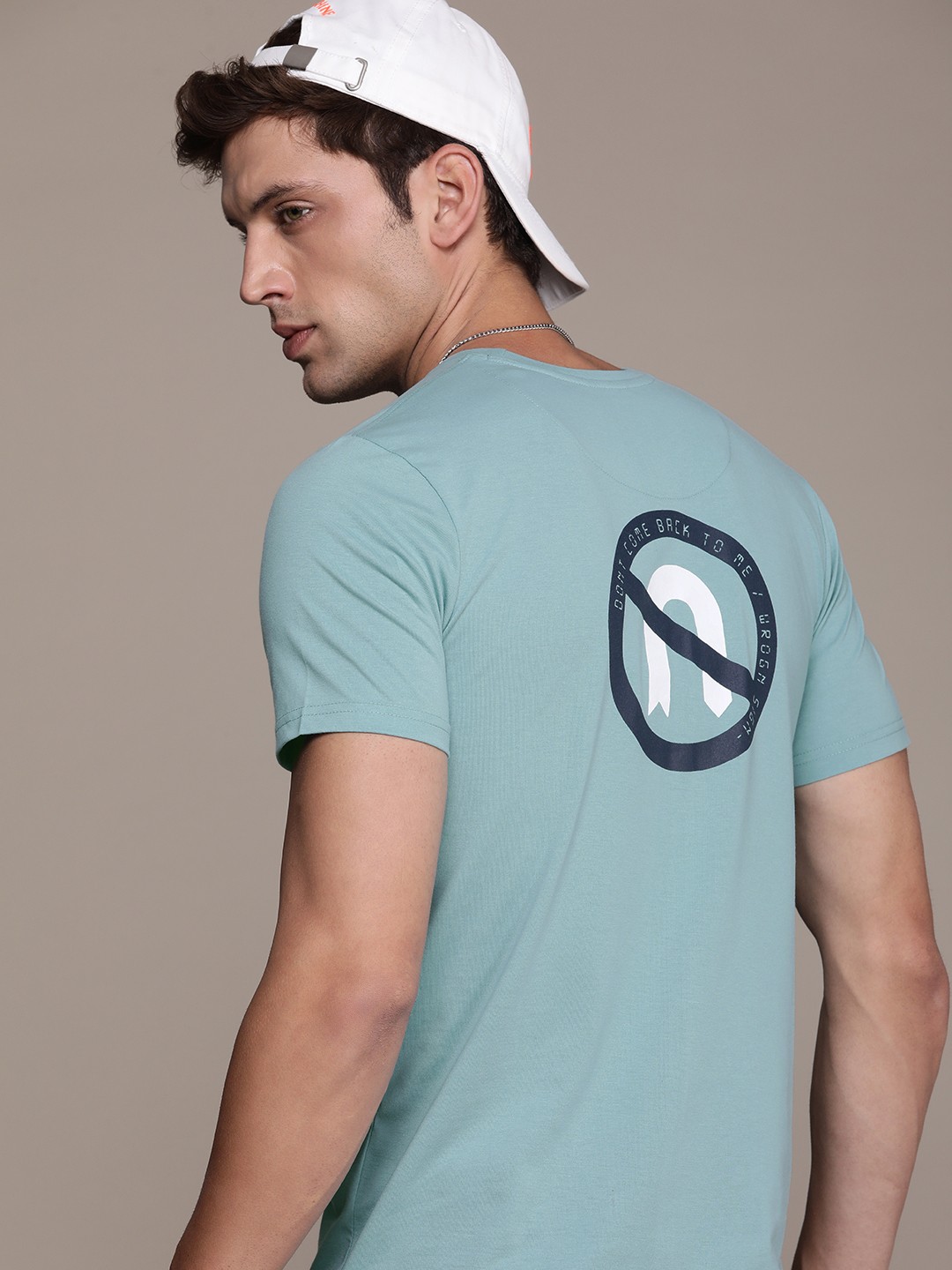

WROGN Printed Slim Fit T-shirt, Blue