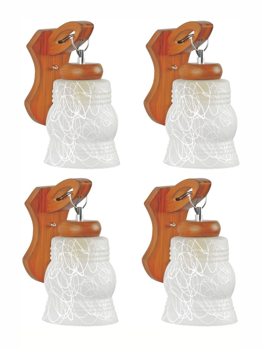 

Afast Grey & Brown 4 Pieces Printed Bell Shaped Glass Wall Lamps
