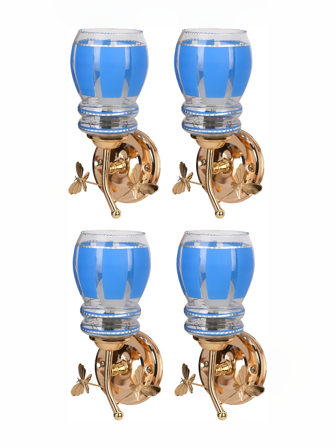 

Afast Blue & Gold Toned 4 Pieces Printed Abstract Shaped Glass Wall Lamps