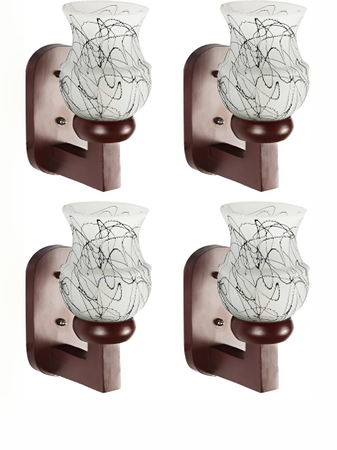

Afast White & Brown 4 Pieces Printed Abstract Shaped Glass Wall Lamps