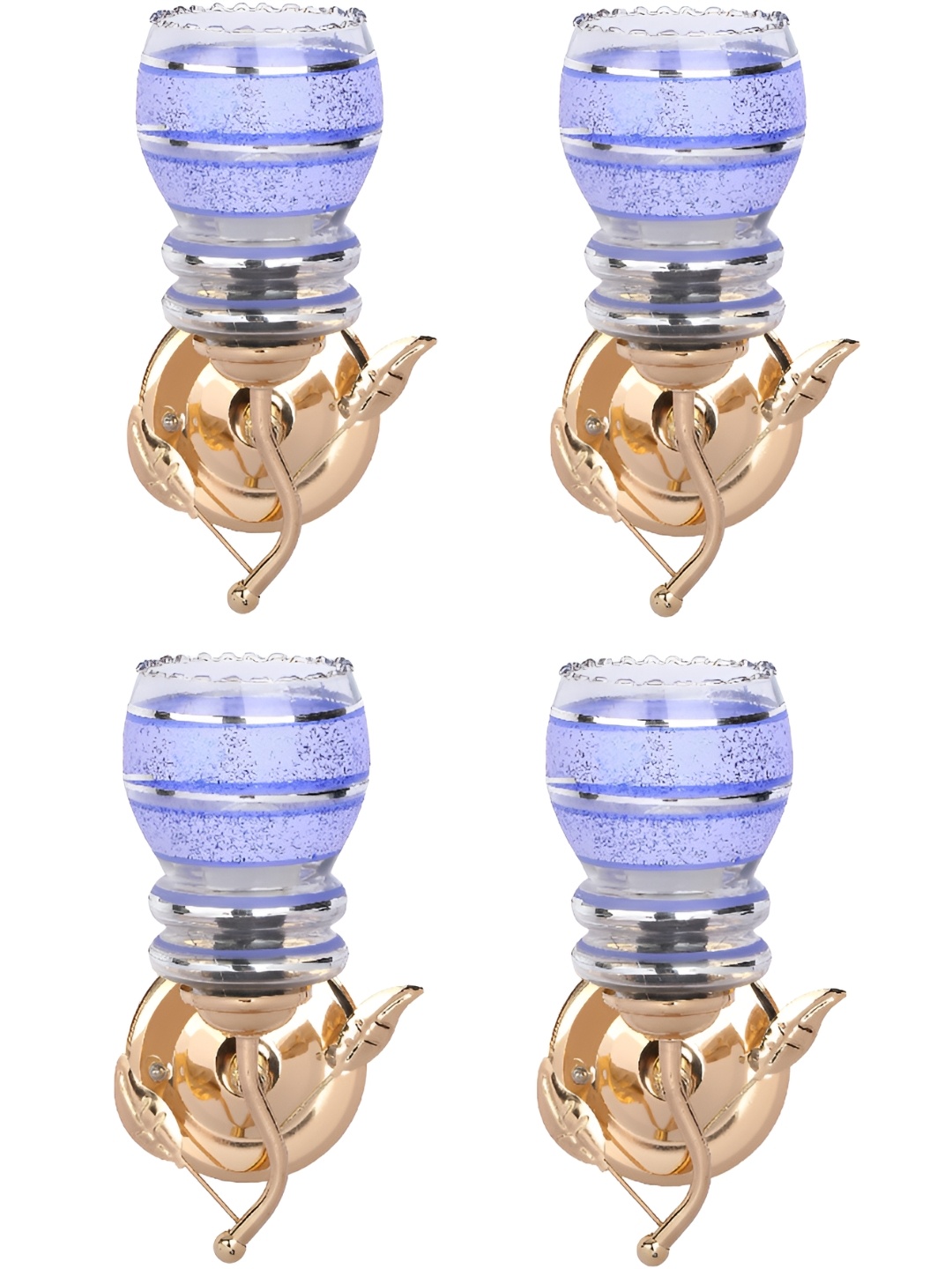 

Afast Blue & Gold Toned 4 Pieces Printed Abstract Shaped Glass Wall Lamps