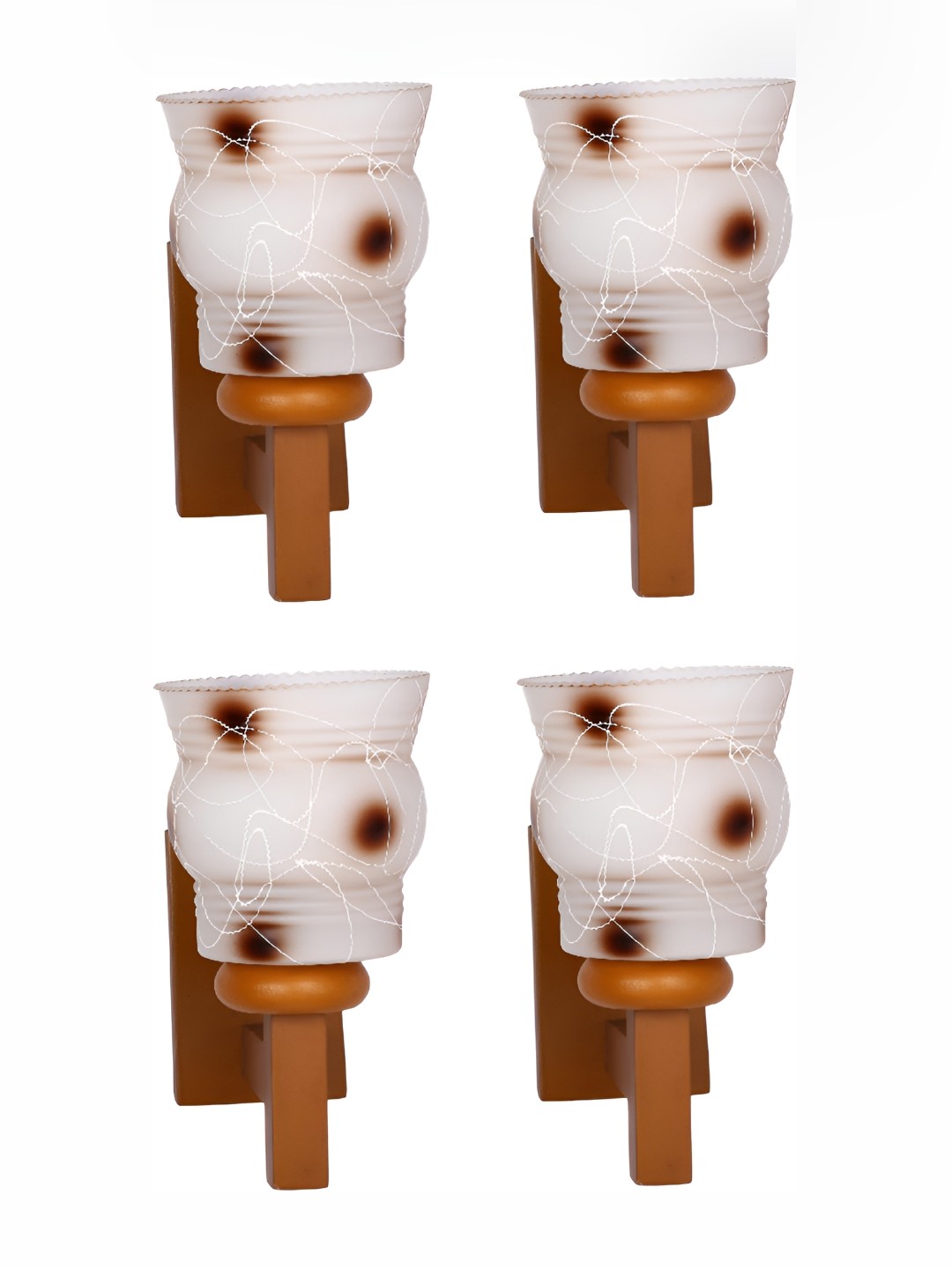 

Afast White & Brown 4 Pieces Printed Abstract Shaped Glass Wall Lamps