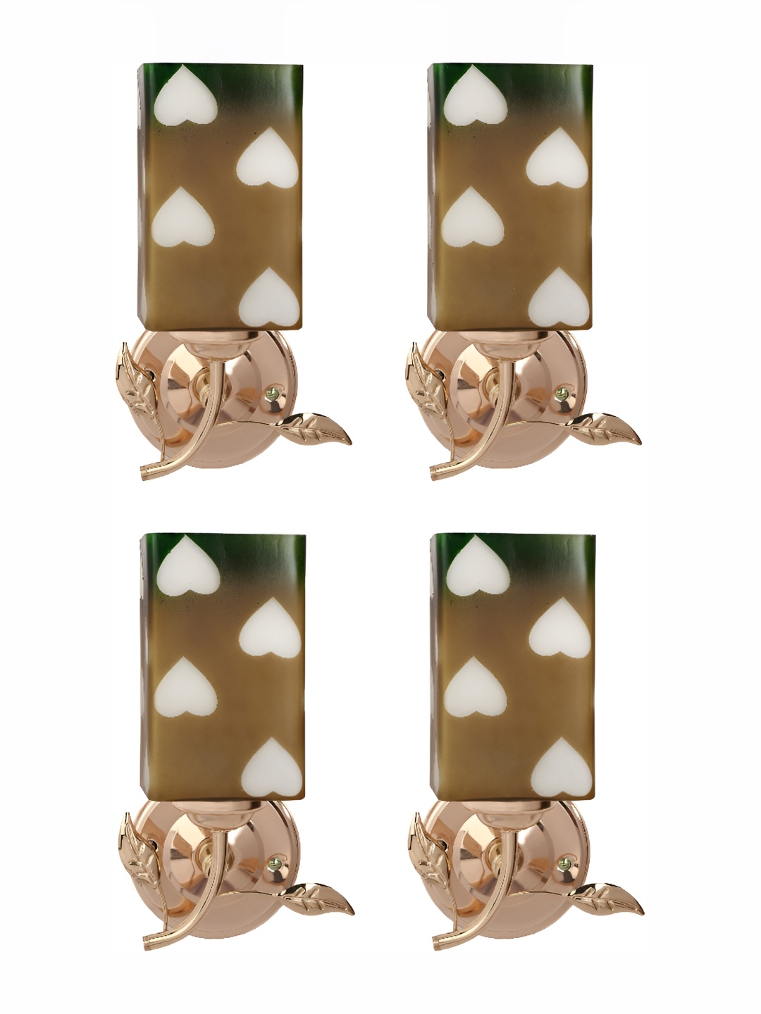 

Afast Olive & Gold Toned 4 Pieces Printed Rectangle Shaped Glass Wall Lamps
