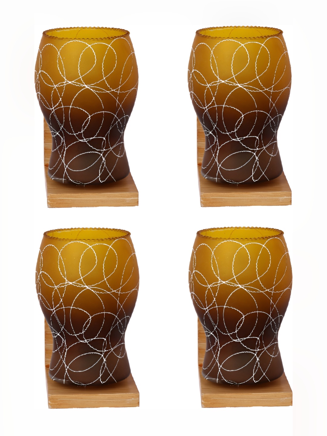 

Afast Brown & White 4 Pieces Printed Abstract Shaped Glass Wall Lamps
