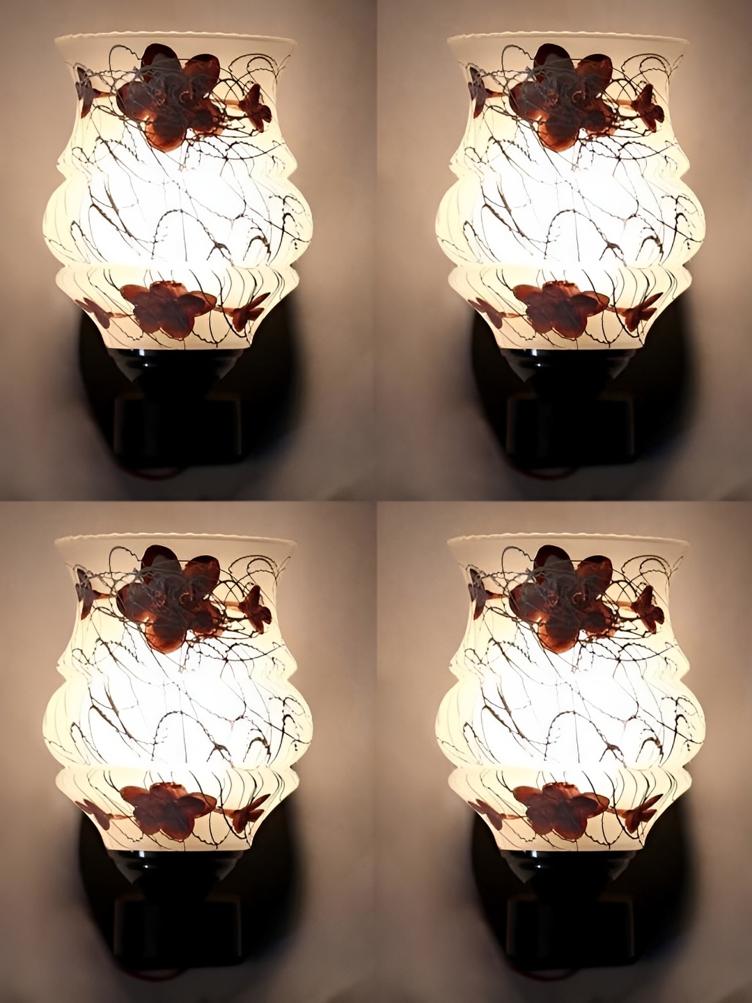 

Afast White & Brown 4 Pieces Printed Abstract Shaped Glass Wall Lamps