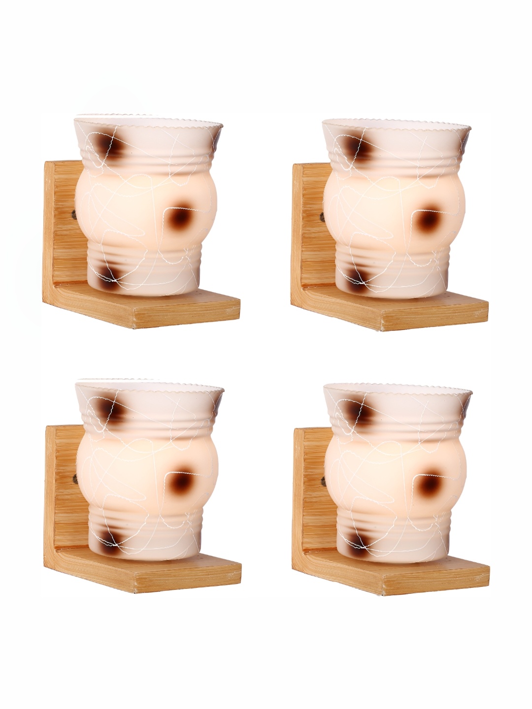 

Afast White & Brown 4 Pieces Printed Abstract Shaped Glass Wall Lamps