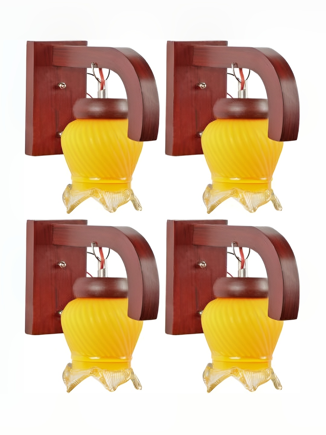 

Afast Yellow & Brown 4 Pieces Textured Abstract Shaped Glass Wall Lamps