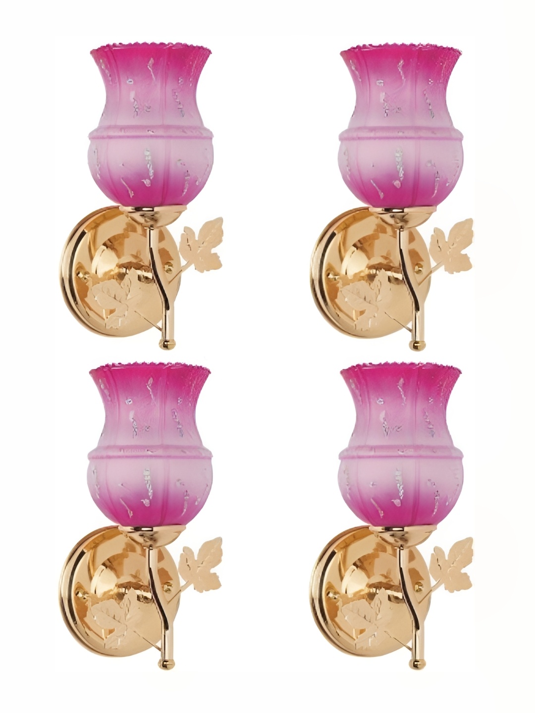 

Afast Pink & Gld Toned 4 Pieces Printed Abstract Shaped Glass Wall Lamps