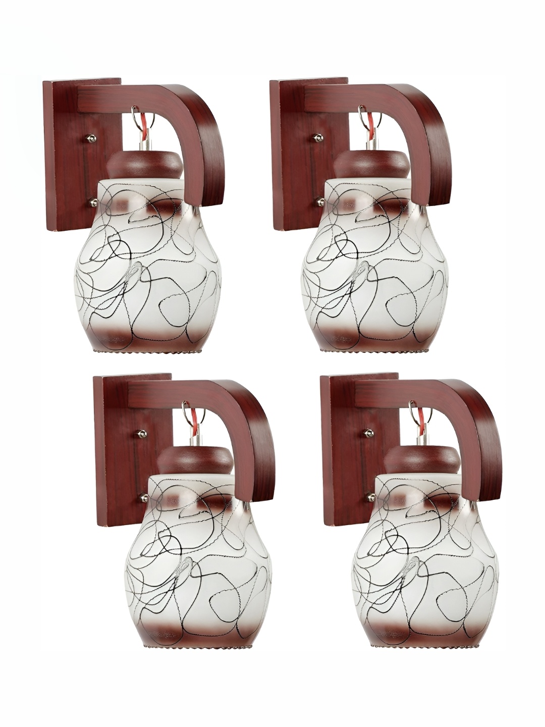 

Afast Grey & Brown 4 Pieces Printed Abstract Shaped Glass Wall Lamps