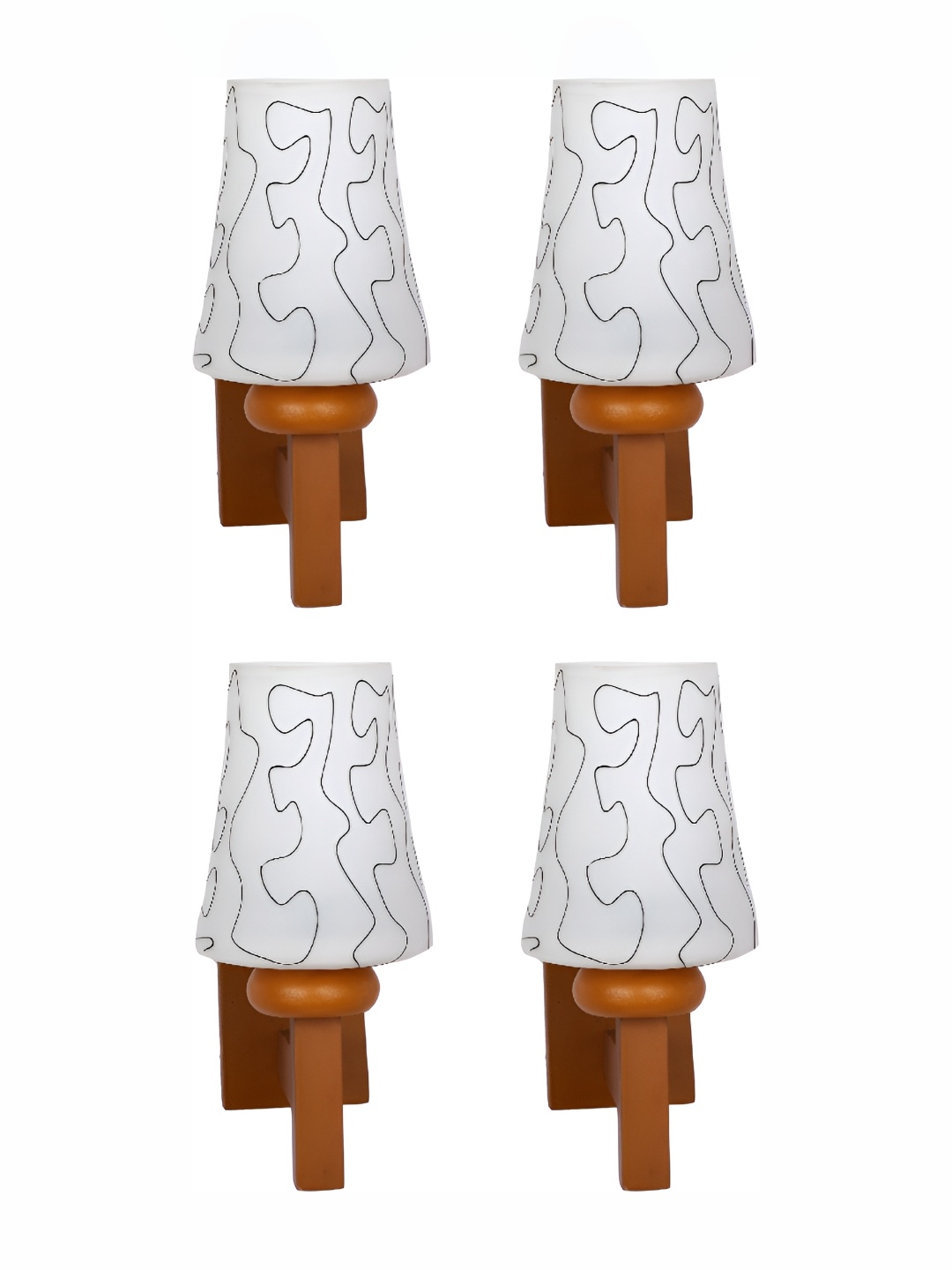 

Afast White & Brown 4 Pieces Printed Abstract Shaped Glass Wall Lamps