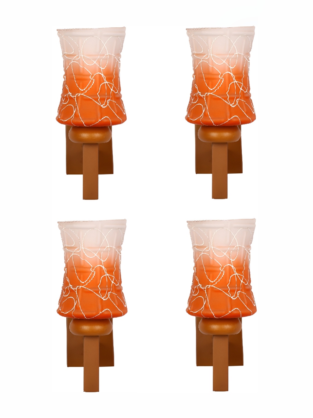 

Afast Orange & White 4 Pieces Printed Abstract Shaped Glass Wall Lamps