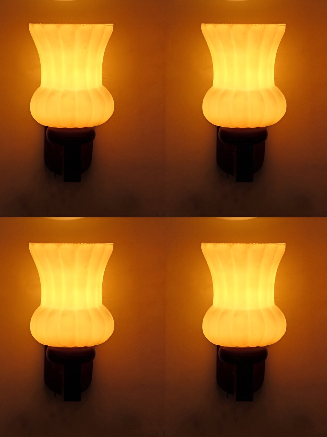 

Afast White & Brown 4 Pieces Textured Abstract Shaped Glass Wall Lamps