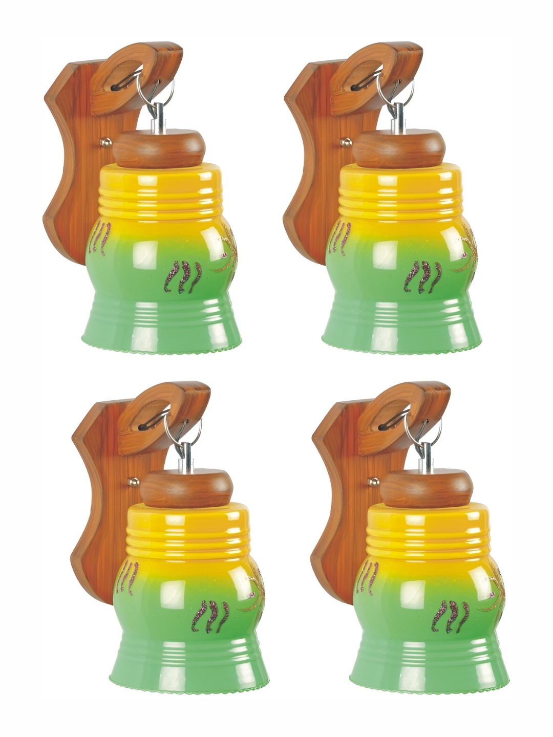 

Afast Yellow & Green 4 Pcs Glass Printed Wall Lamps