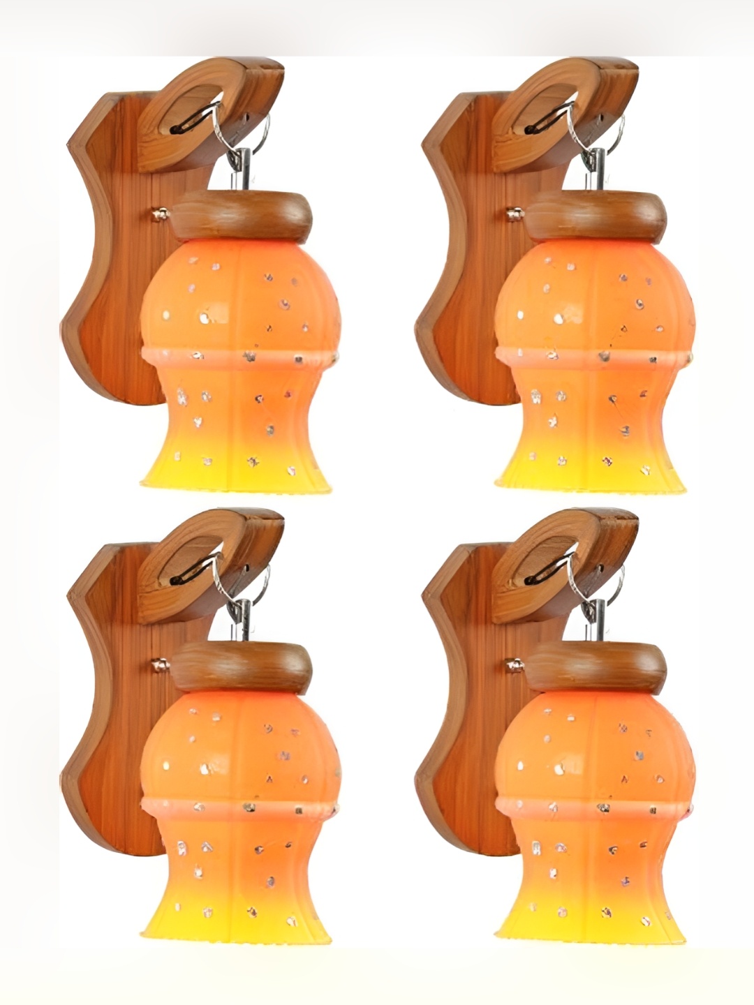 

Afast Orange & Yellow 4 Pieces Bell Shaped Glass Wall Lamps