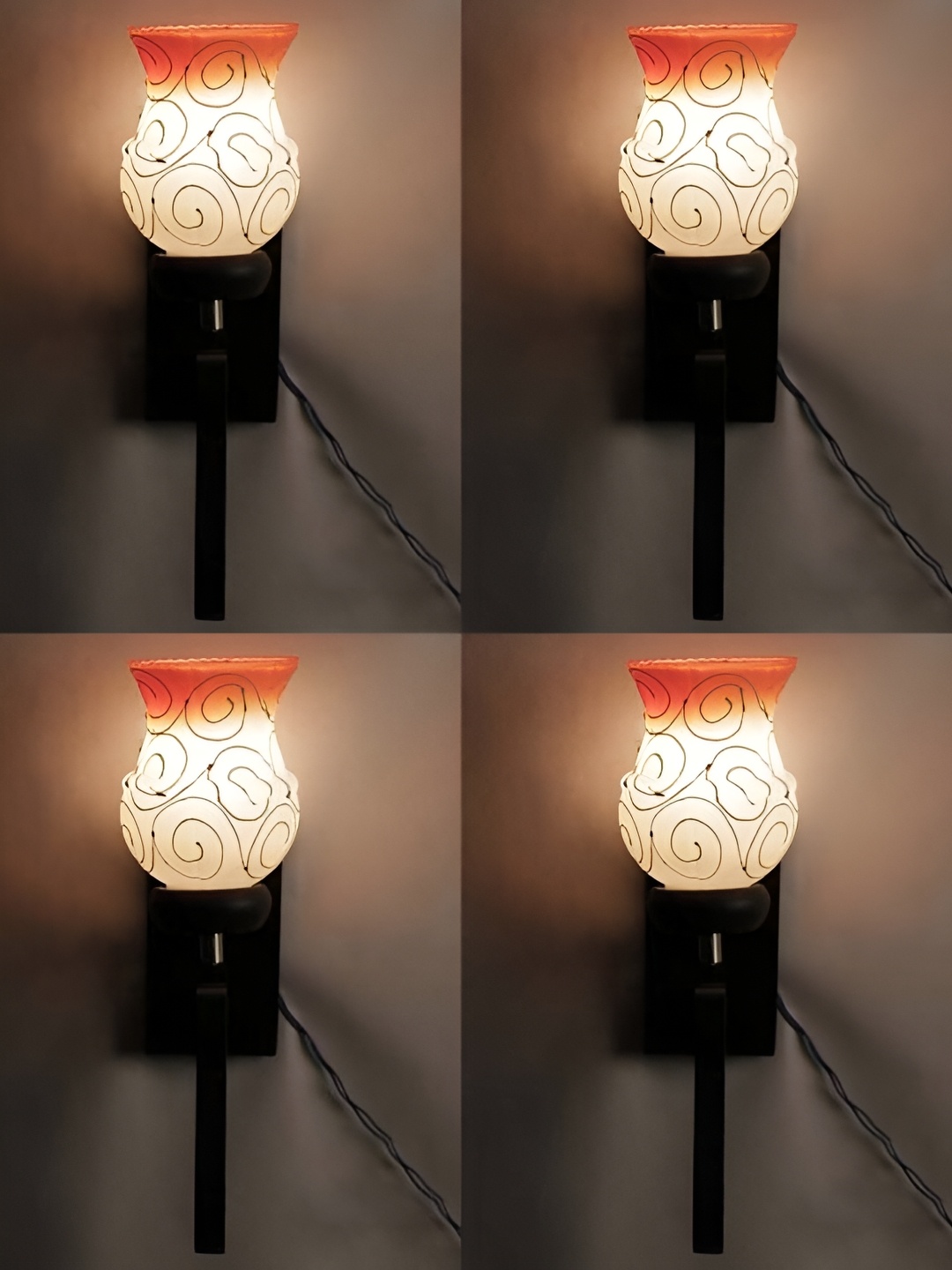 

Afast White & Orange 4 Pieces Bell Shaped Glass Wall Lamps