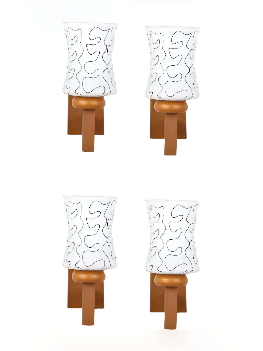 

Afast White & Brown 4 Pieces Printed Contemporary Glass Wall Lamps