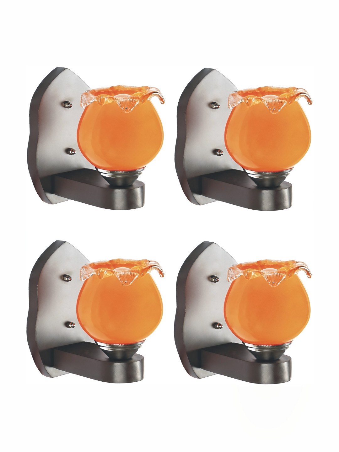 

Afast Orange & Black 4 Pieces Textured Contemporary Glass Wall Lamps