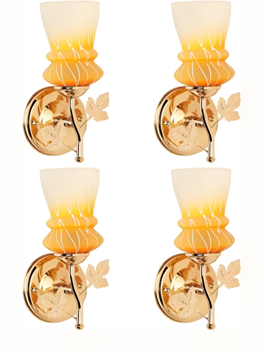 

Afast White & Yellow 4 Pieces Printed Contemporary Glass Wall Lamps