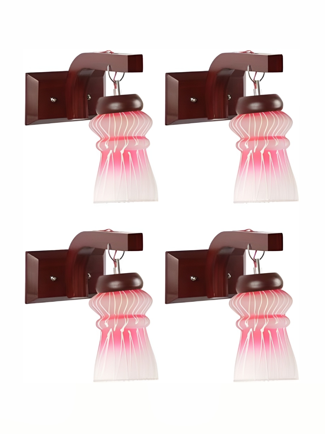 

Afast Pink & White 4 Pieces Printed Contemporary Glass Wall Lamps