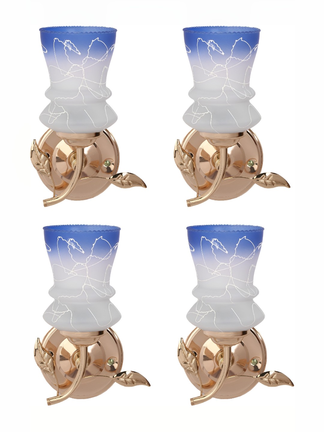 

Afast Blue & White 4 Pieces Printed Contemporary Glass Wall Lamps