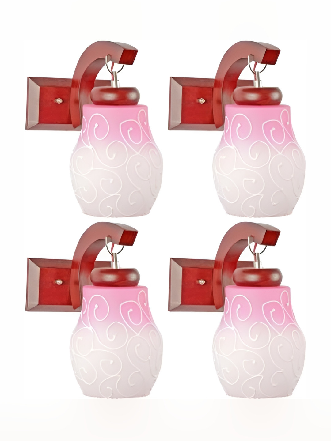 

Afast Pink & White 4 Pieces Printed Contemporary Glass Wall Lamps