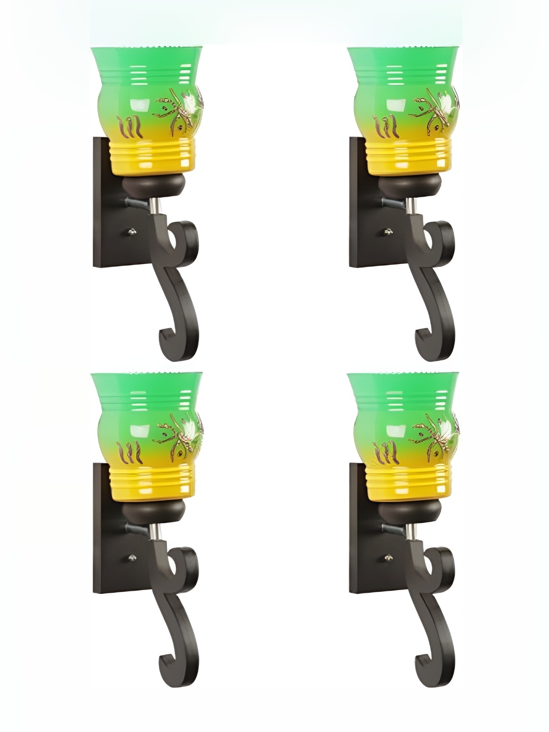 

Afast Green & Yellow 4 Pieces Printed Contemporary Glass Wall Lamps