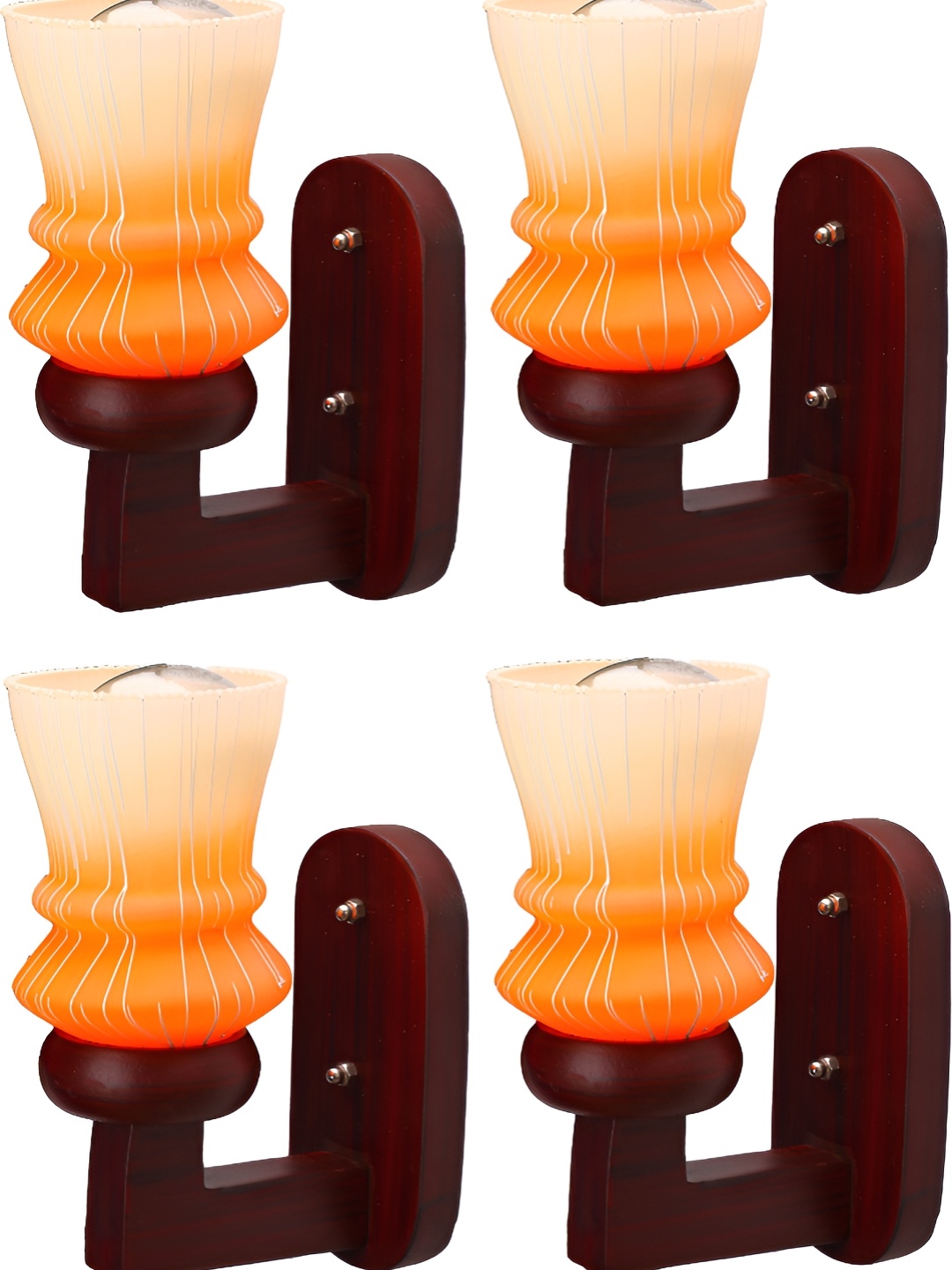 

Afast Orange & Brown 4 Pieces Printed Contemporary Glass Wall Lamps