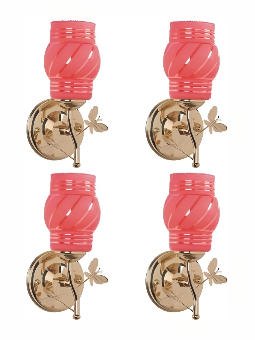 

Afast Pink & Gold Toned 4 Pieces Textured Abstract Shaped Glass Wall Lamp