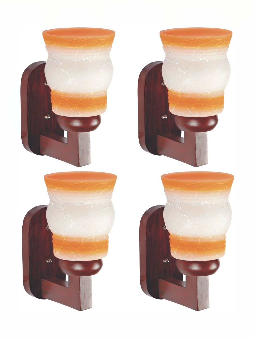 

Afast White & Brown 4 Pieces Printed Bell Shaped Glass Wall Lamp