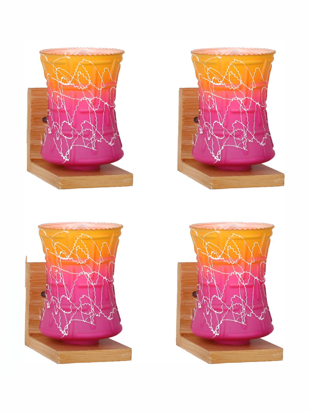 

Afast Yellow & Pink 4 Pieces Printed Cylindrical Shaped Glass Wall Lamp