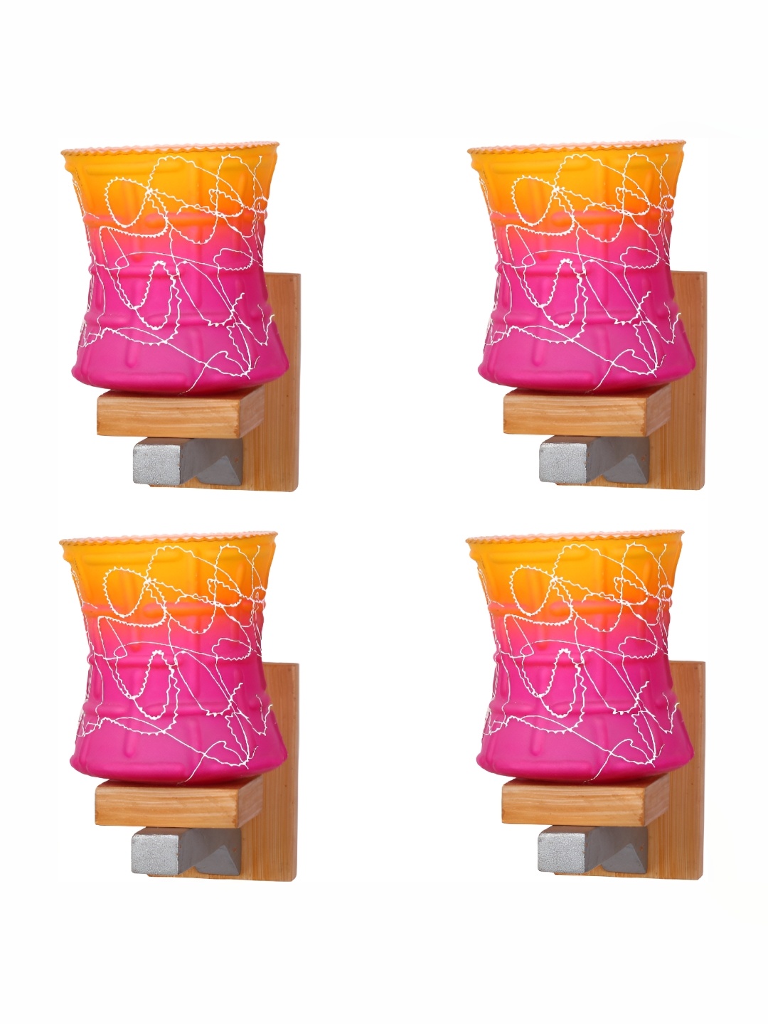 

Afast Yellow & Pink 4 Pieces Printed Cylindrical Shaped Glass Wall Lamp
