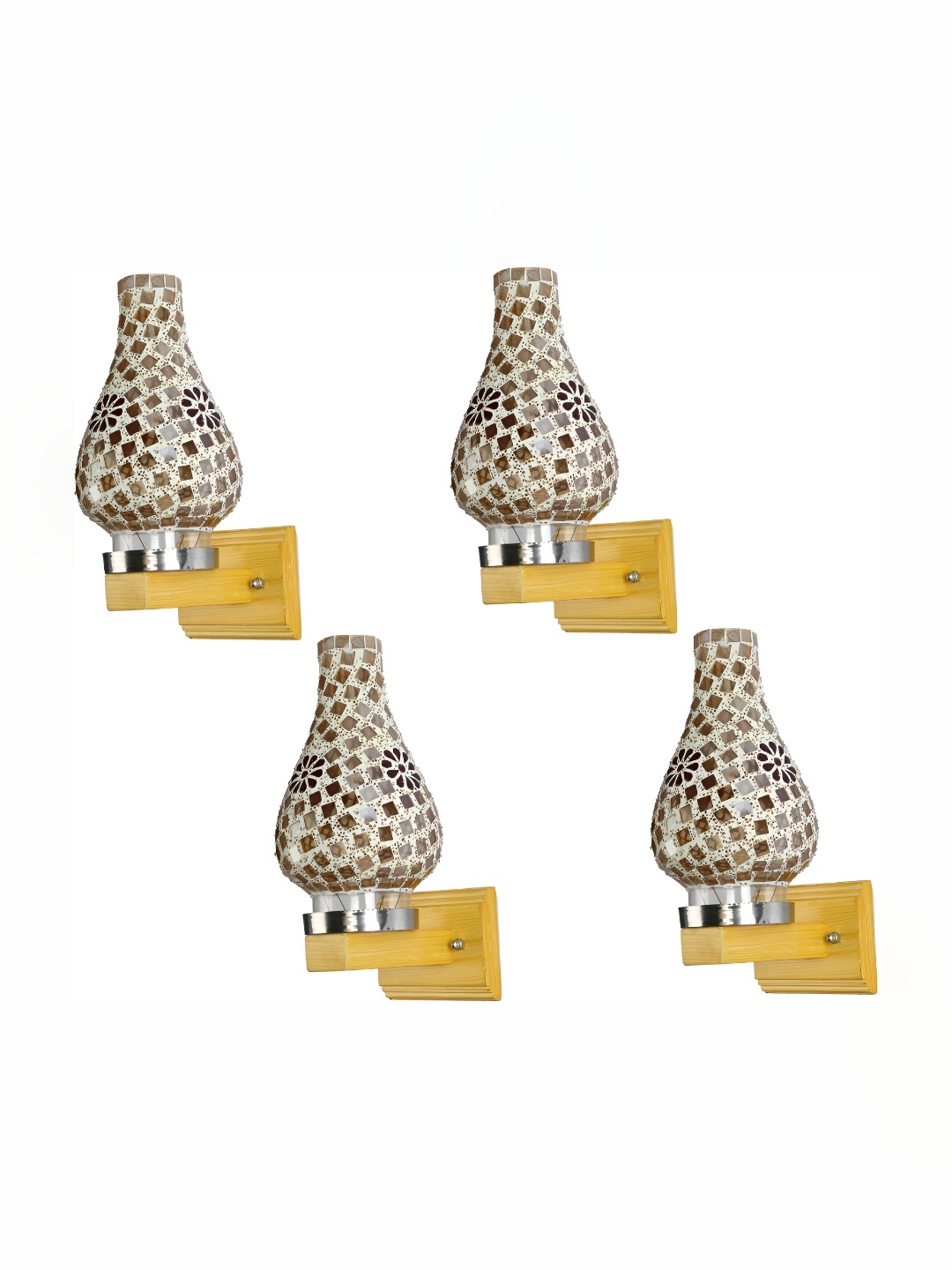 

Afast White & Green 4 Pieces Printed Bell Shaped Glass Wall Lamp