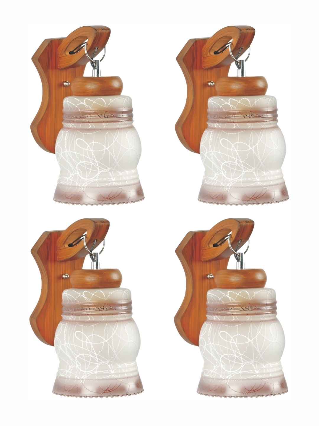 

Afast White & Brown 4 Pieces Printed Bell Shaped Glass Wall Lamp