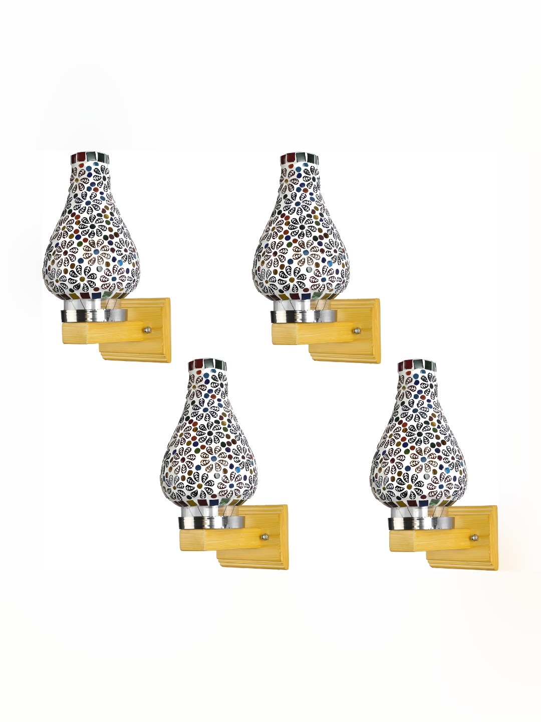 

Afast White & Orange 4 Pieces Printed Abstract Shaped Glass Wall Lamp