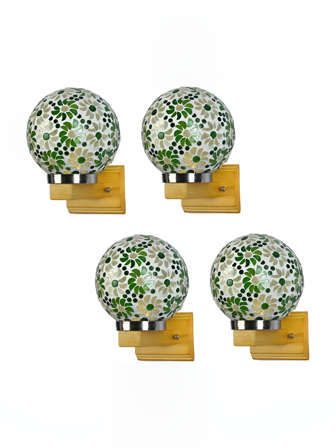 

Afast White & Green 4 Pieces Printed Spherical Shaped Glass Wall Lamp