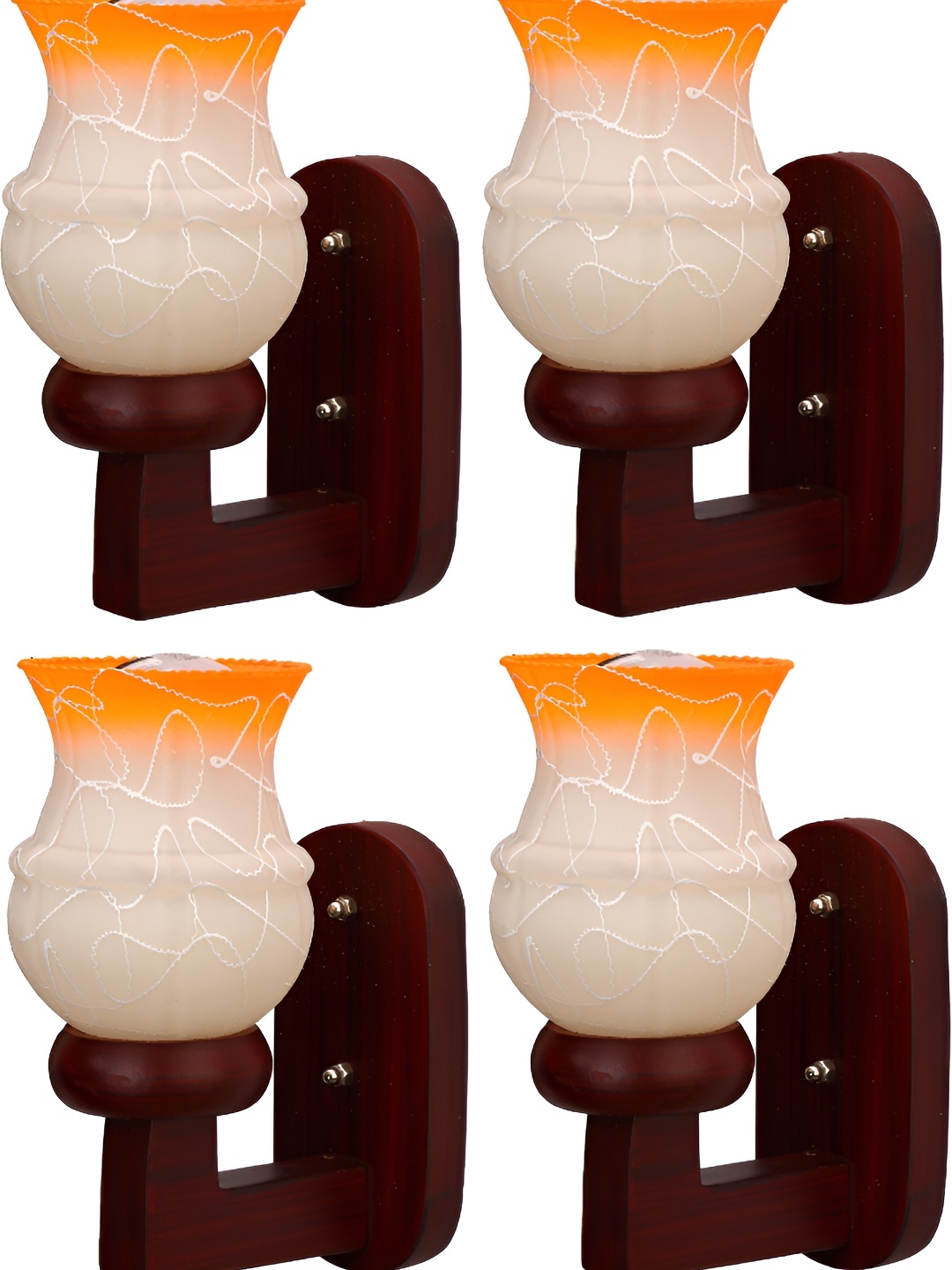 

Afast White & Orange 4 Pieces Printed Bell Shaped Glass Wall Lamp