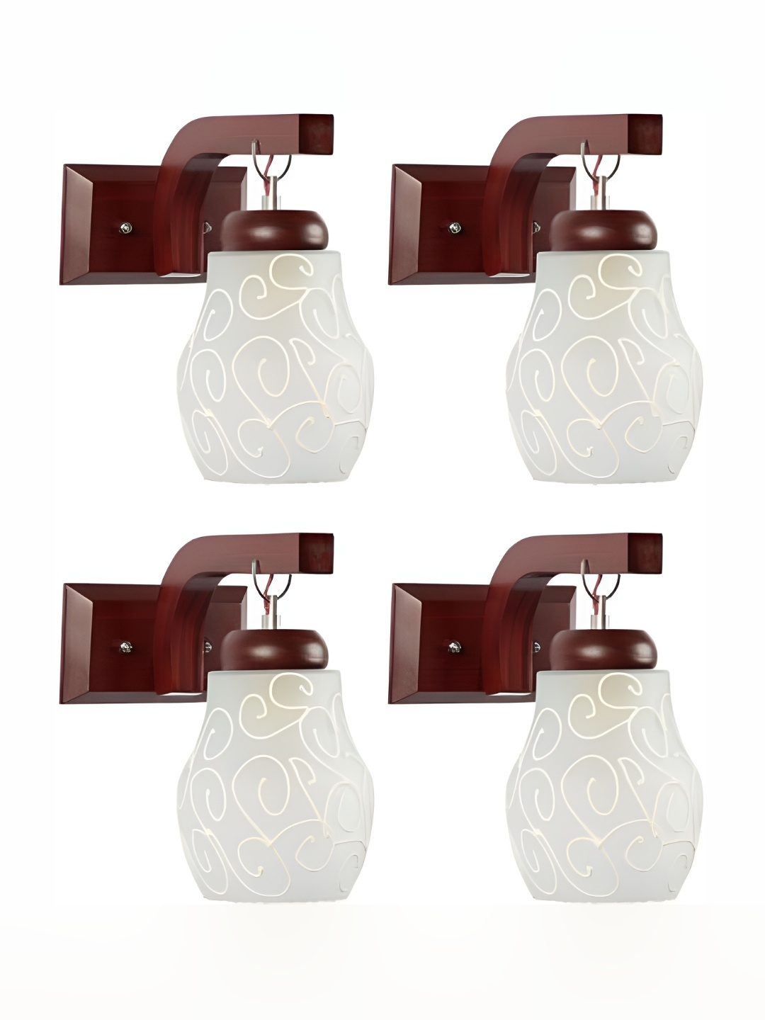 

Afast White 4 Pieces Printed Glass Wall Lamps