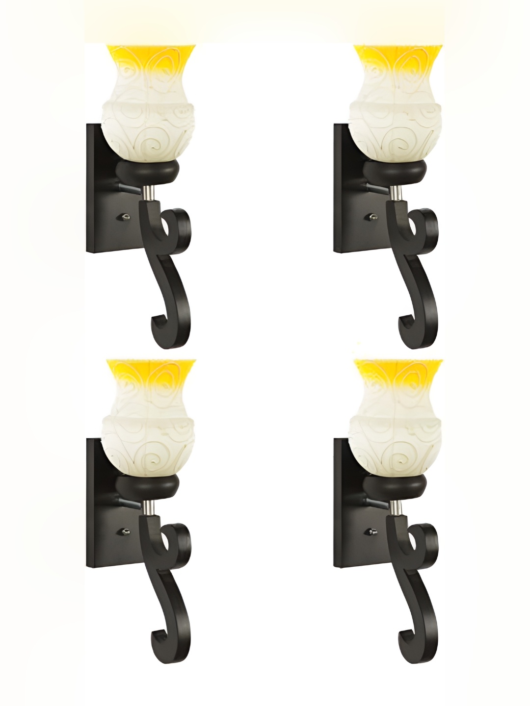 

Afast Yellow & White 4 Pieces Printed Glass Wall Lamps