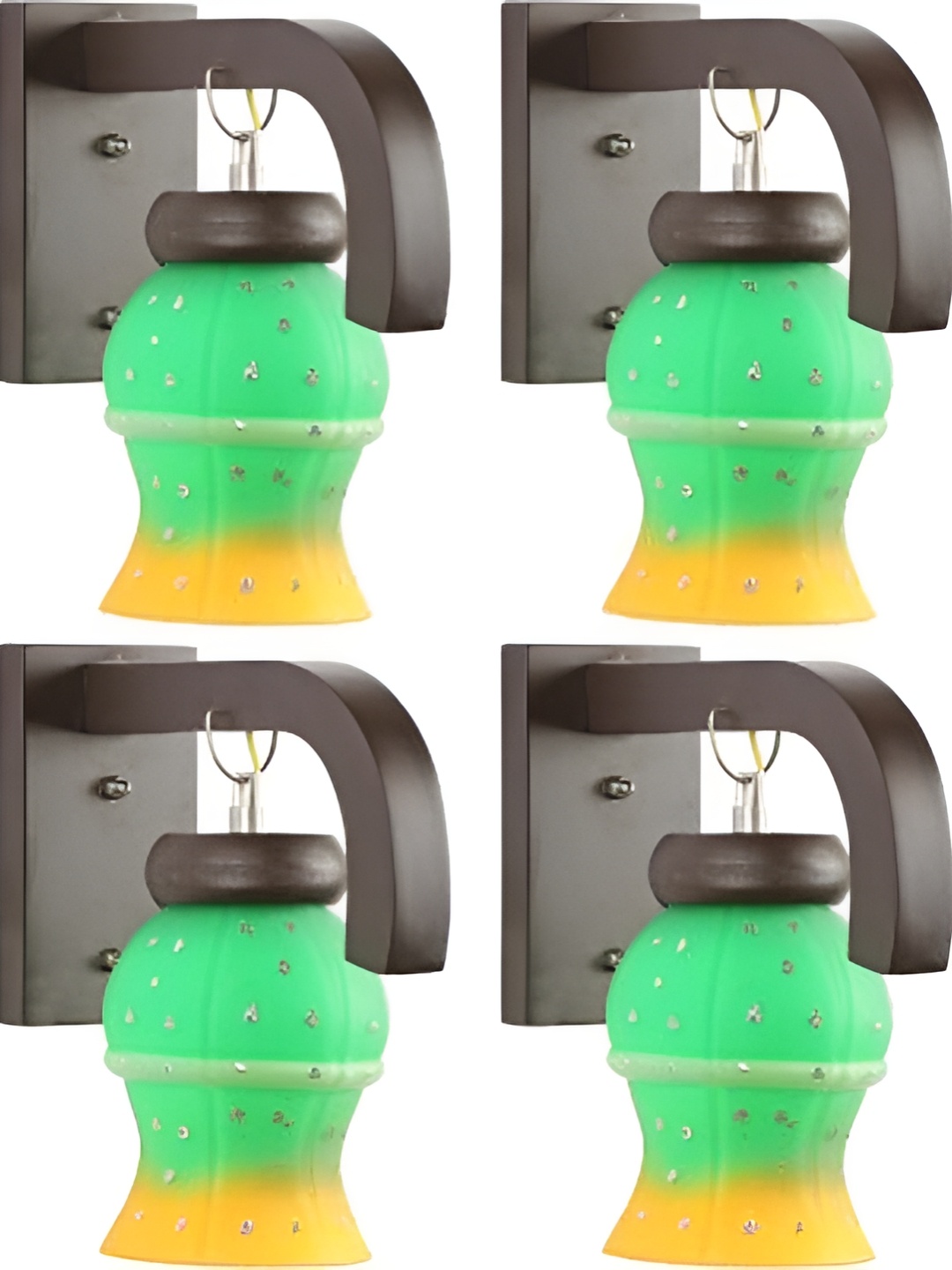 

Afast Green & Yellow 4 Pieces Colourblocked Glass Wall Lamps