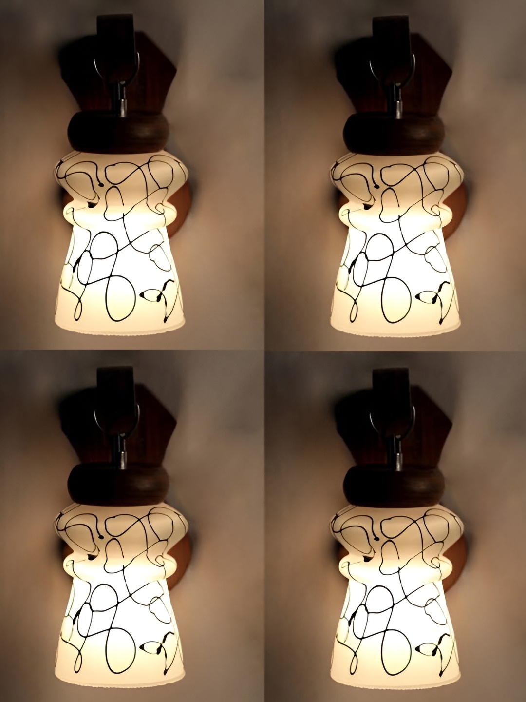

Afast White 4 Pieces Printed Glass Wall Lamps
